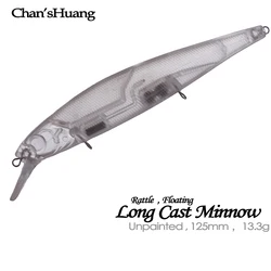 Chan'sHuang Señuelo Minnow Flotante DIY sin pintar con sonajero
