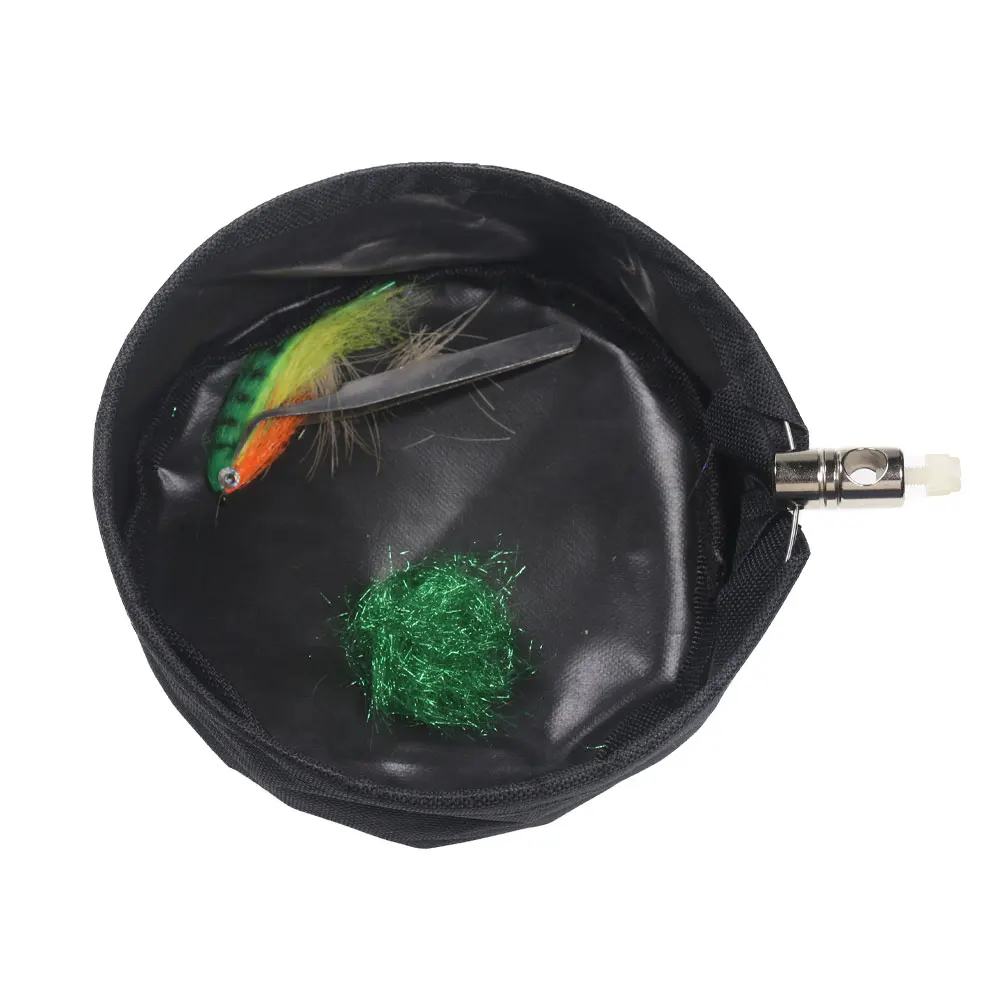 Bimoo, 1 unidad, bandeja de basura con revestimiento de nailon para atado de moscas, tornillo de banco, cesta de basura para pesca con mosca, herramientas para atar moscas, bolsa de soporte para basura, aparejos de pesca - imagen 5