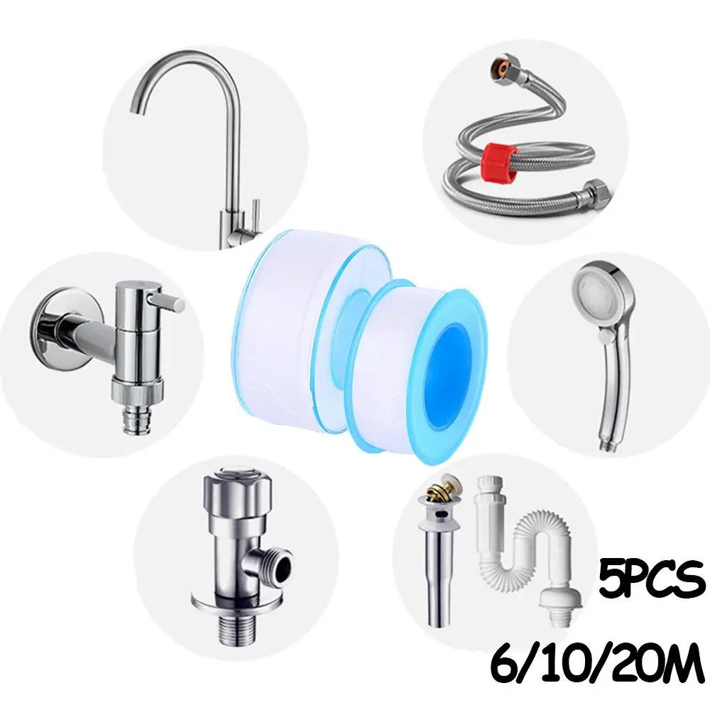 Banda de sellado para fontanero, junta de correa sin aceite, cinta de PTFE para plomería, tubería de agua, 5 uds. - imagen 3