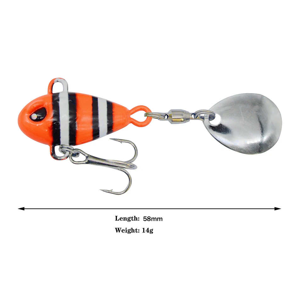 Cuchara giratoria de 58Mm/14G, aparejos de pesca Vib, cola de vibración, señuelo giratorio de hundimiento, plantilla de Metal, cebo de pesca en Lago - imagen 2