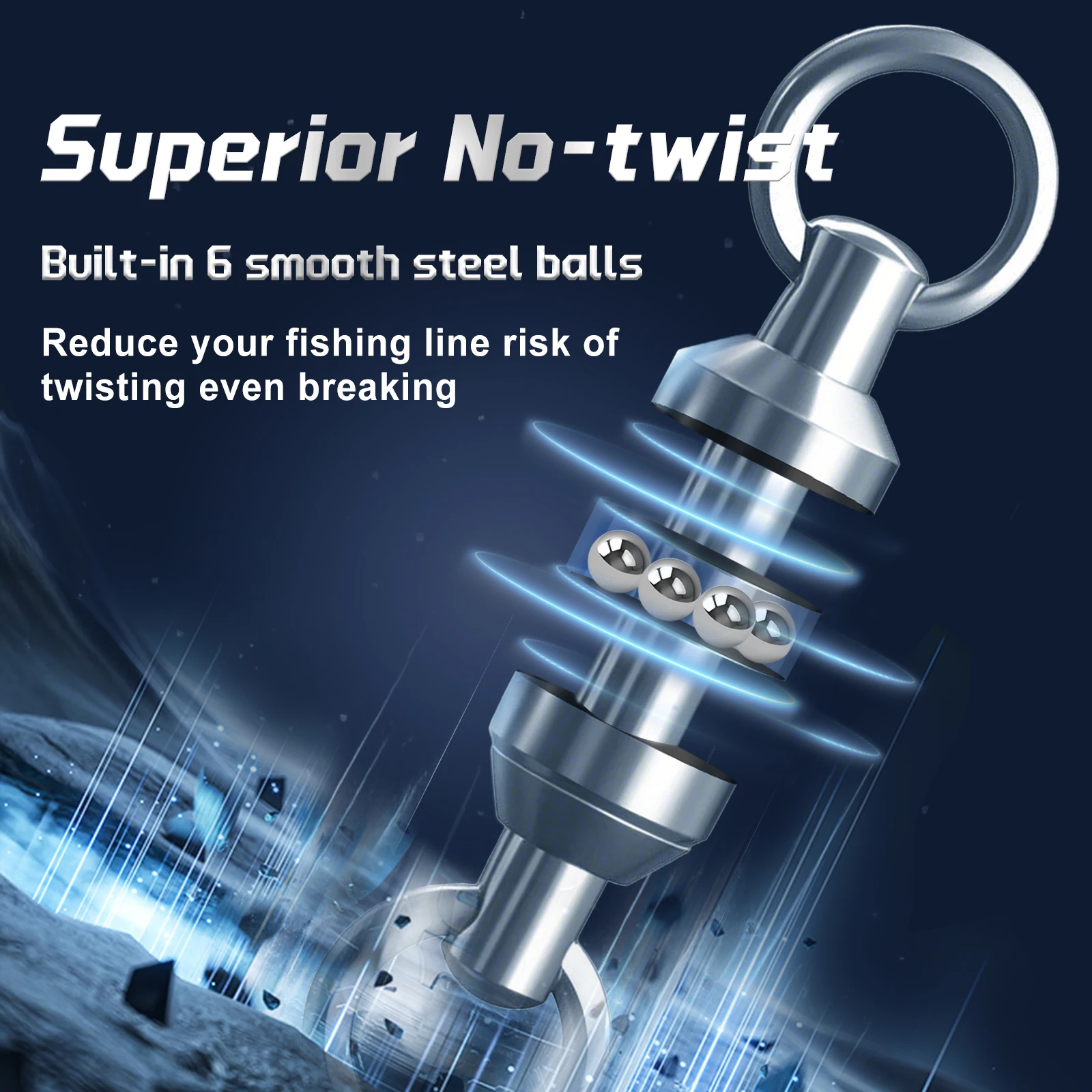 Conector giratorio de pesca de 9KM, 10 Uds., giratorios de pesca de acero inoxidable, rodamiento de bolas, Clip rápido, aparejos de pesca - imagen 5
