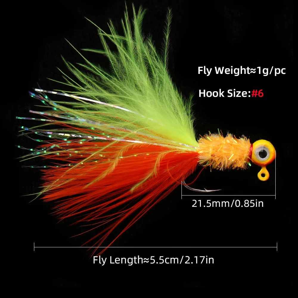 Wifreo, 6 uds., anzuelo con cabeza de anzuelo de plumas de marabú, plantillas tipo Crappie, señuelo de pesca en hielo, tipo tipo de pez, perca, trucha, lubina, señuelo de pesca - imagen 4