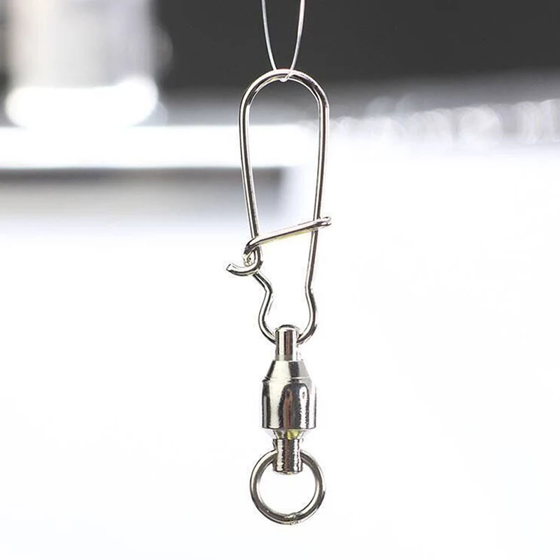 Conector giratorio de pesca de acero inoxidable, aparejos de pesca con enclavamiento, rodamiento de bolas fuerte, 10 unids/lote por paquete - imagen 4