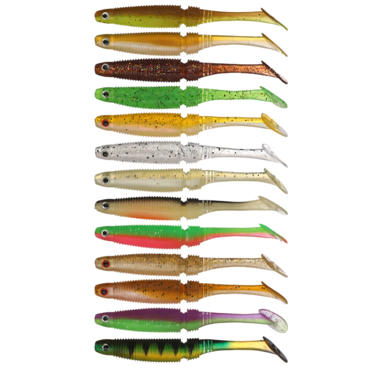 4 Uds cebo suave cola en T pececillo negro 12,5 cm 11g ShadTeez Pike Zander pesca depredador ojos 3d señuelo suave Señuelos de Pesca - imagen 5