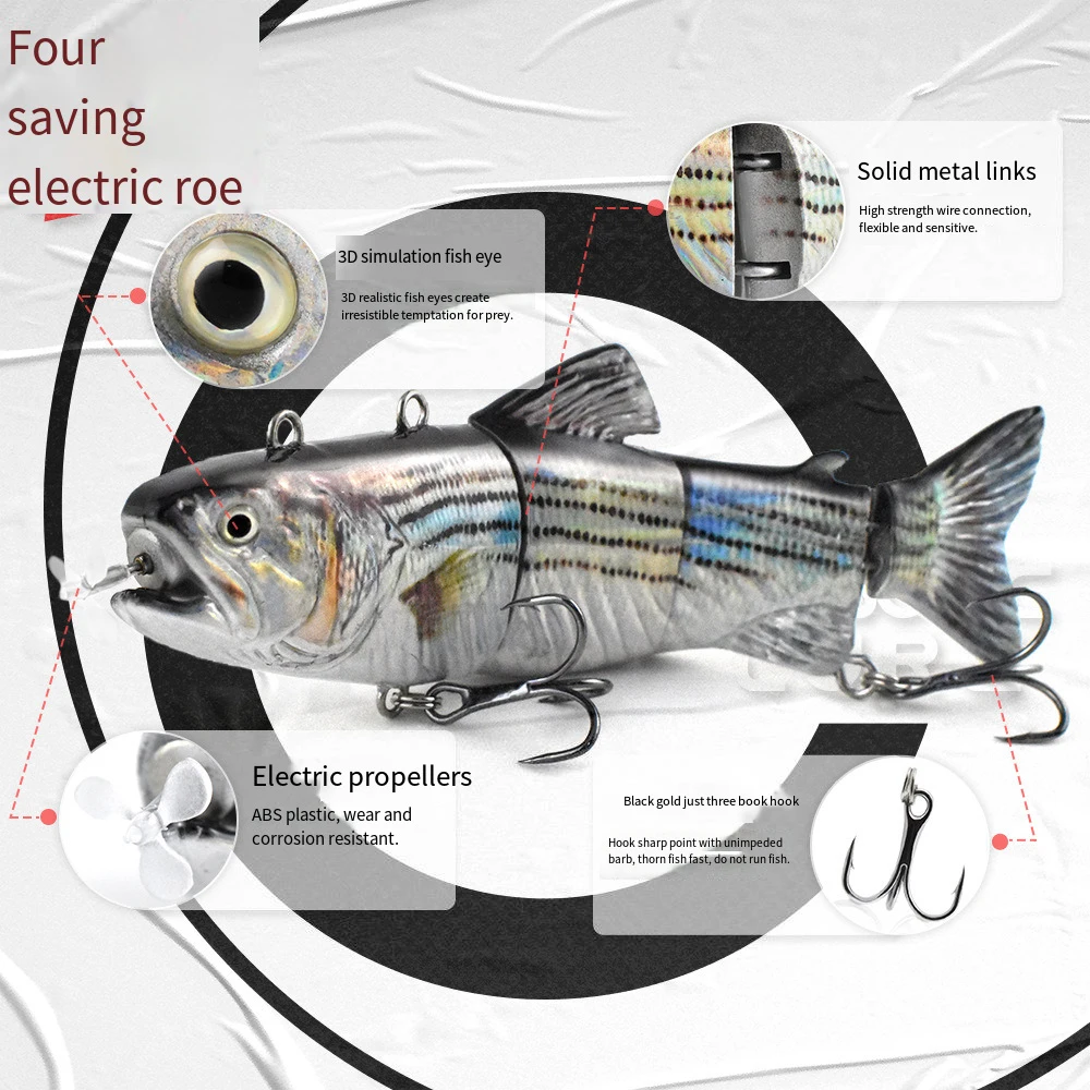 Señuelo robótico recargable con LED y hélice para pesca deportiva - imagen 4