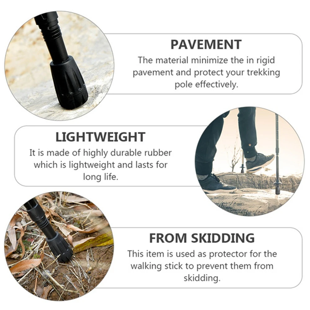 Palos para caminar con puntas de goma para acampar al aire libre, resistentes al desgaste, universales, gruesas, con extremos de palo, piezas para caminar - imagen 5