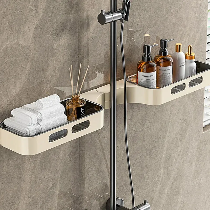 No requiere perforación, estantes de baño, organizadores de esquina, suministros, accesorios de Hardware, accesorios de estante giratorio para mejorar el hogar - imagen 4