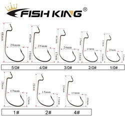 FISH KING Anzuelos manivela con púas – Vientre ancho acero al carbono