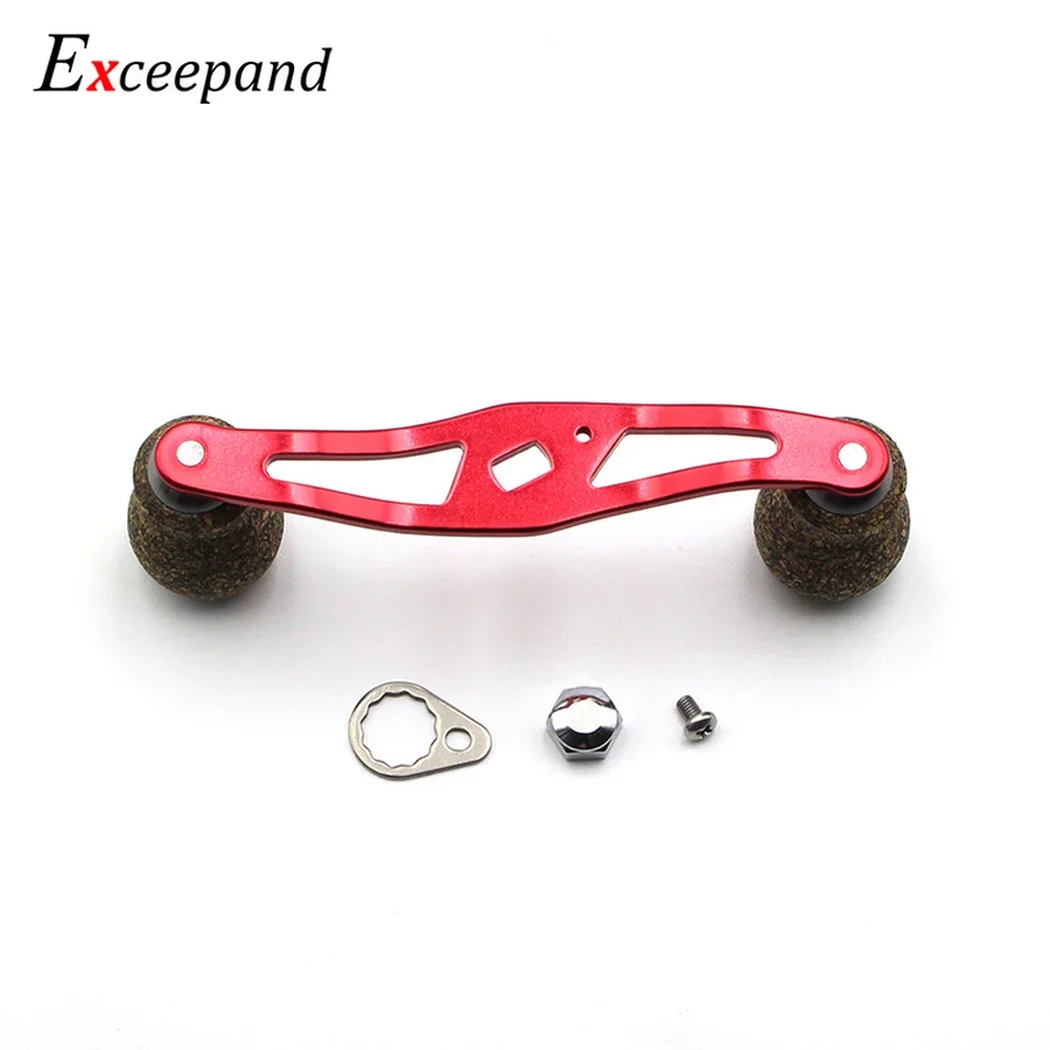 Exceepand-mango de carrete de Baitcasting rojo, mango de reparación de bricolaje, corcho de goma, perillas redondas, empuñaduras de Metal para aparejos de repuesto de Abu Garcia Daiwa - imagen 5