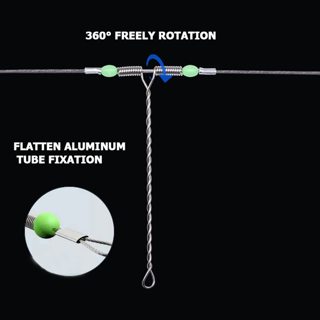FishTrip-anzuelo de equilibrio de alambre de acero, aparejo de línea líder de pesca con broches, cuentas luminosas, accesorios de pesca de agua salada, 5 uds. - imagen 3
