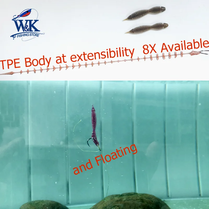 Cebo de gusano Spiker de 5cm y 7cm, señuelos blandos para perca, señuelo de pesca de lubina, TPE TPR, aparejo de caída flotante, cebo suave, cebos de gusano con brillo UV - imagen 5