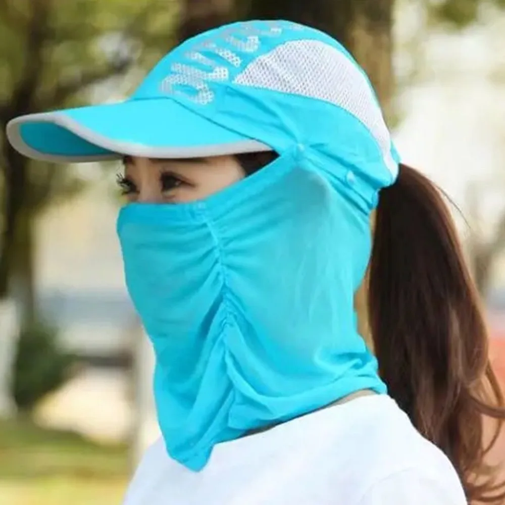 Gorra de protección solar para el cuello al aire libre, sombrero de sombrilla de secado rápido para ciclismo, escalada, escudo facial extraíble, sombrero de ala ancha para hombres y mujeres - imagen 2