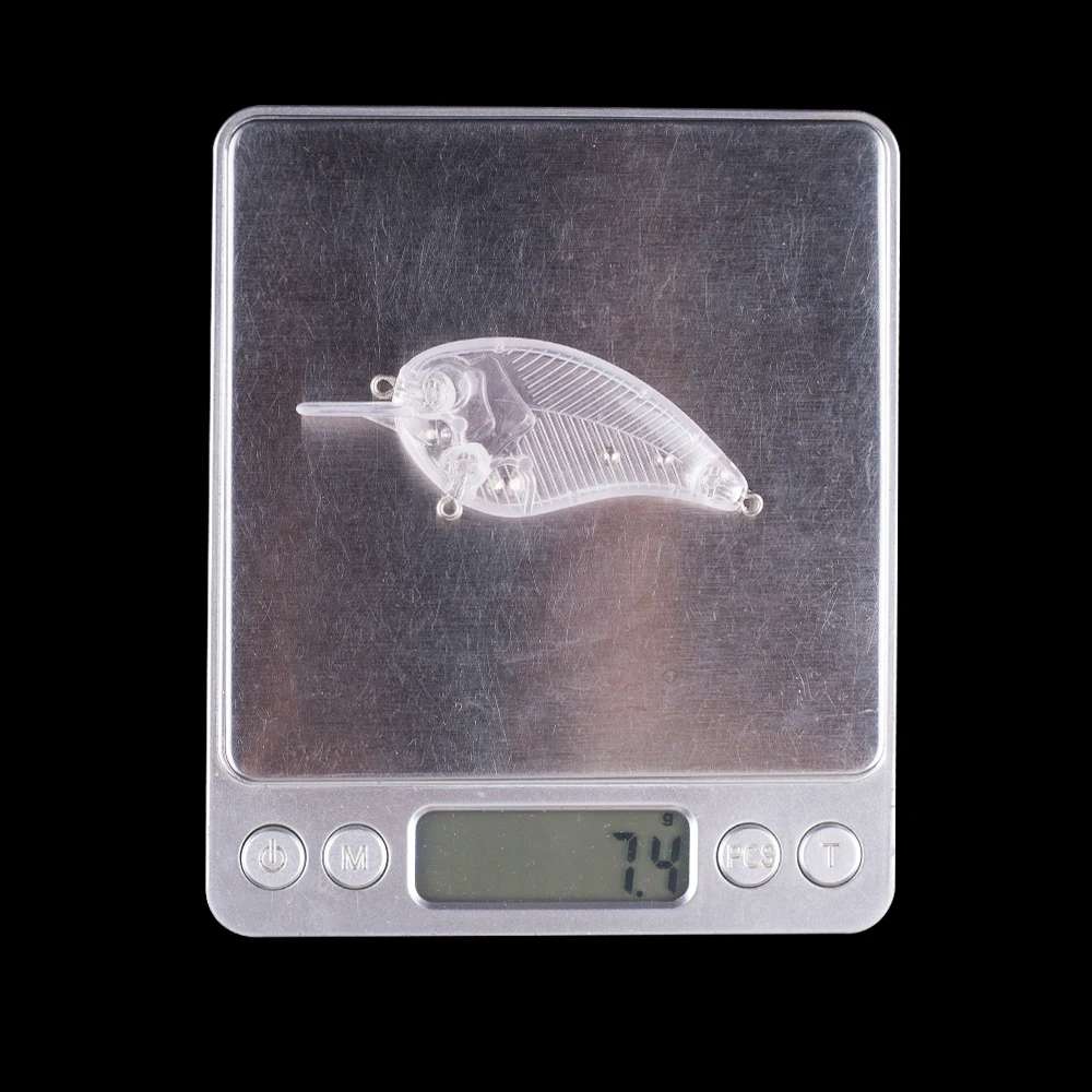 Hanlin-Cebo duro sin pintar, 10/20 piezas, 7CM, 7,5G, bolas de sonajero flotantes, cuerpo plano, Señuelos de Pesca cuadrados, Crankbait en blanco - imagen 3