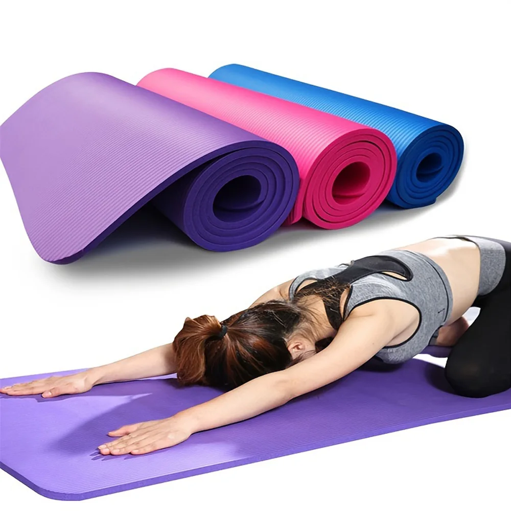 Esterilla de Yoga NBR de 15/10MM de grosor, manta antideslizante para deporte, salud, perder peso, almohadilla de ejercicio, 183CM - imagen 3