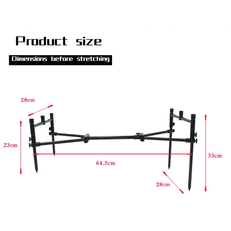 Juego de vaina de caña de pescar para carpa, palos de Banco plegables y barras de zumbido para 3 varillas con bolsa de transporte - imagen 3