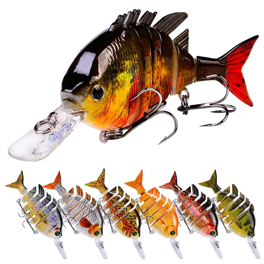 Señuelo de pesca Wobbler multiarticulado, 10cm, 14g, cebo de pesca duro Artificial, 6 segmentos, lengua larga biónica, Tilapia Swimbait para lubina