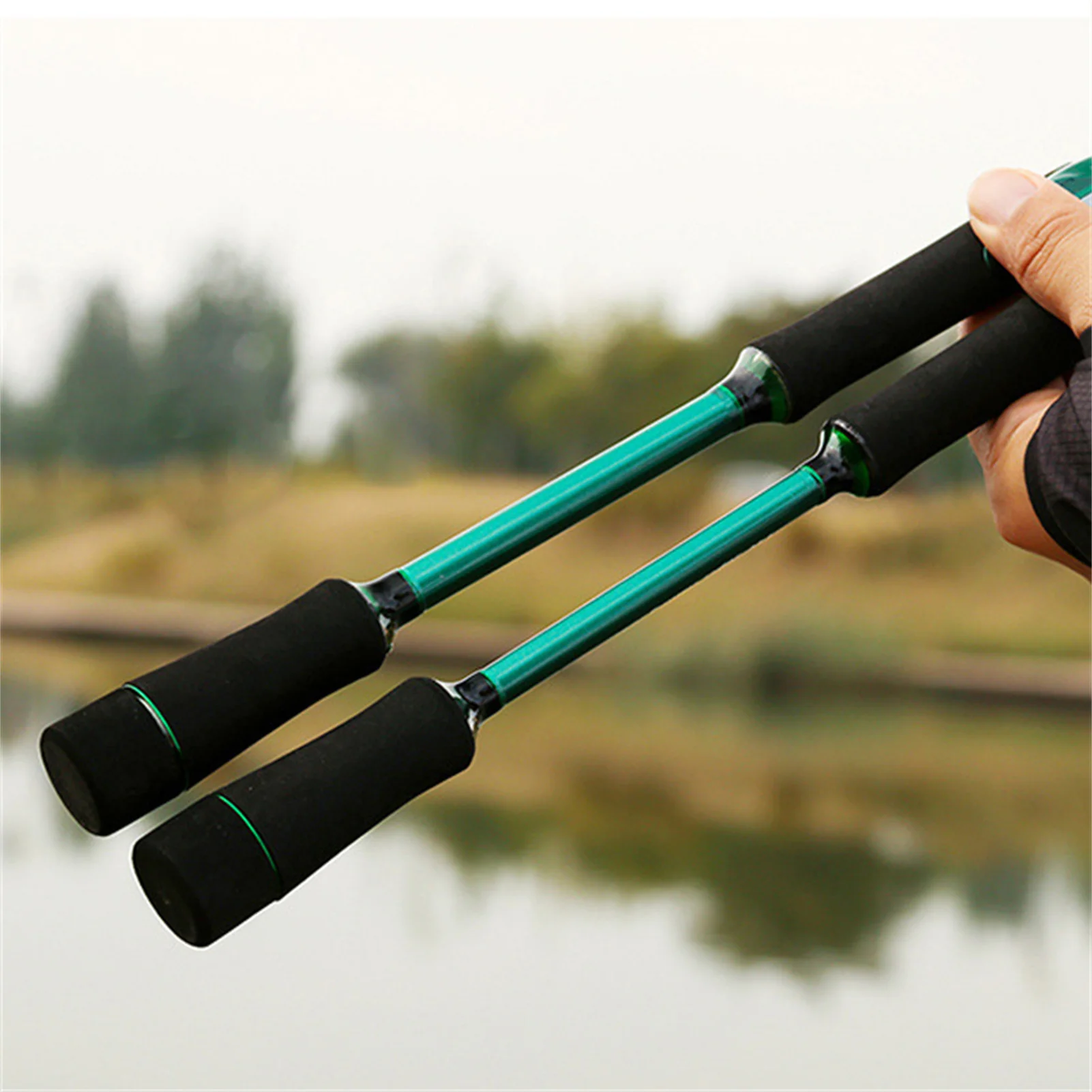Caña de pescar telescópica de 1,8/2,1 m, caña de pescar portátil con mango recto M para uso en agua dulce, caña de mano ultraligera de fibra de carbono - imagen 4