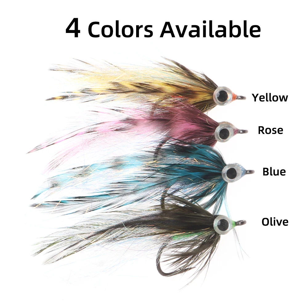 Wifreo 4 unids/caja 2,3 "~ 2,7" de longitud Grizzly sillín Hackle ojos 3D Baitfish mosca pequeñas serpentinas moscas trucha lubina señuelo de pesca cebos - imagen 3