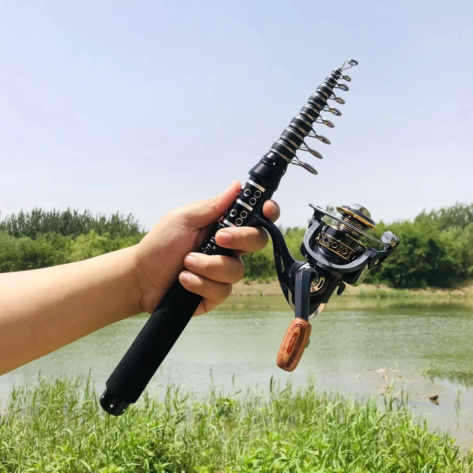Combos de carrete de varilla 2.1M2.4M2.7M3.0M, caña telescópica portátil de carbono, caña giratoria y carretes, vara de pesca com molinete - imagen 5