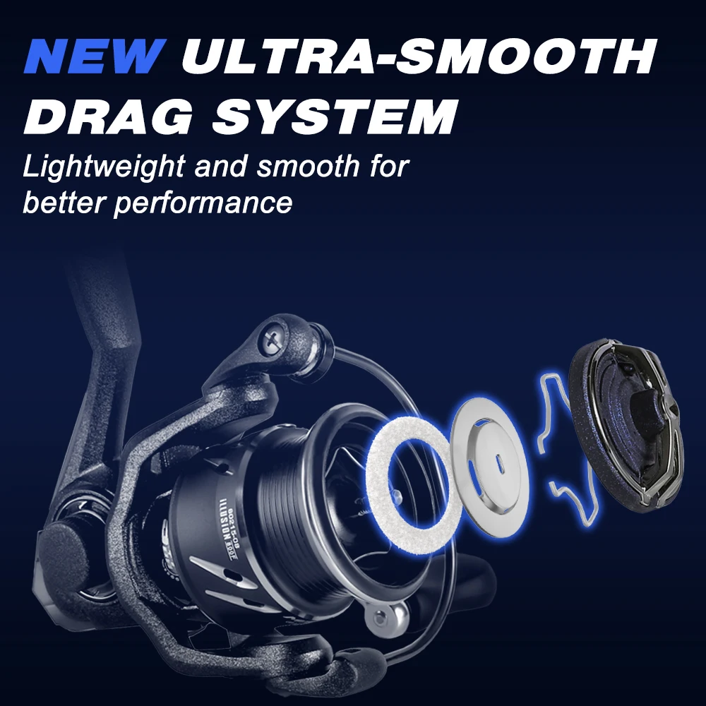 Carrete de pesca Mifine ILLUSION carretes giratorios ligeros 800 4,8:1 4kg Grag 5 + 1 rodamientos de bolas pesca de trucha agua salada agua dulce - imagen 3