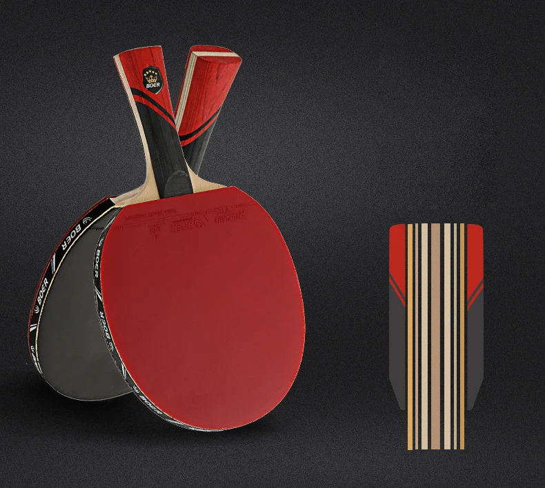 BOER-bate de tenis de mesa de 3 estrellas, paleta de Ping pong de mango largo/corto, entrenamiento deportivo al aire libre - imagen 5