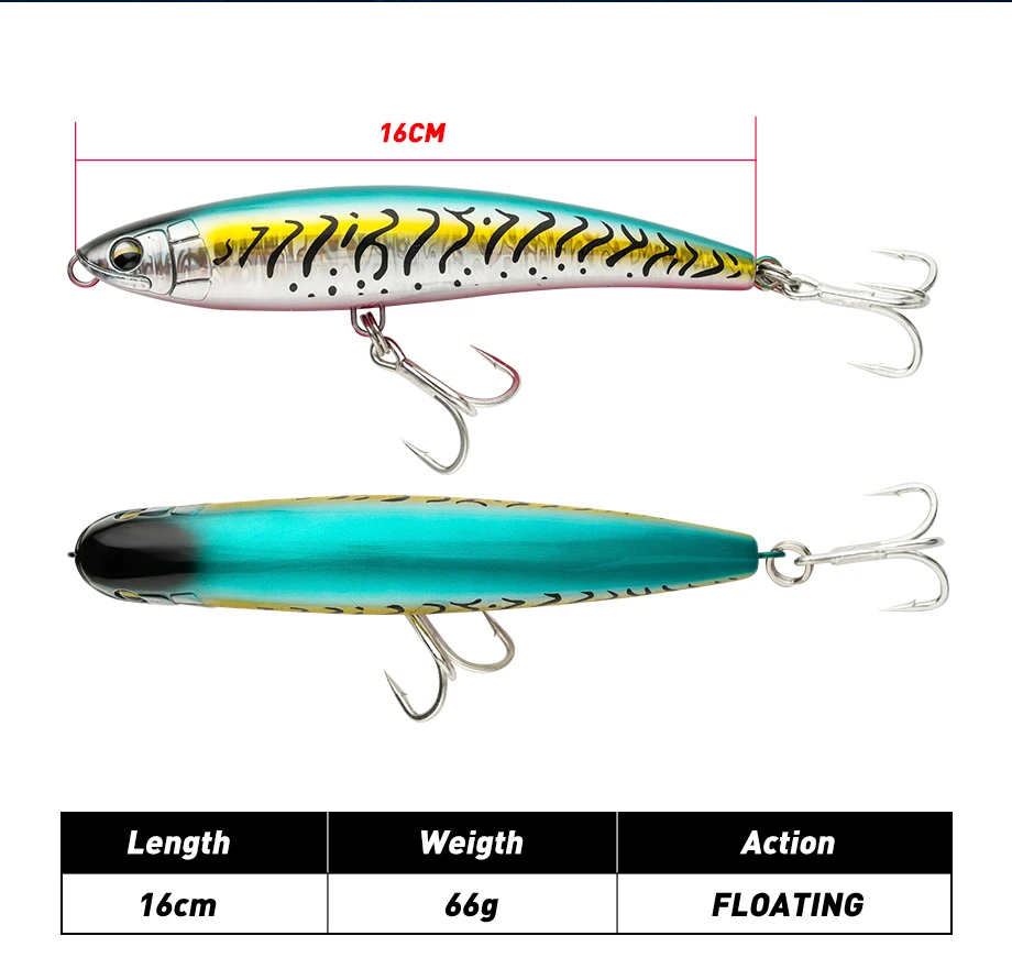 Lápiz flotante Wobbler 16cm 66g señuelo de pesca señuelo pececillo cebo duro aparejos de pesca de calidad - imagen 2