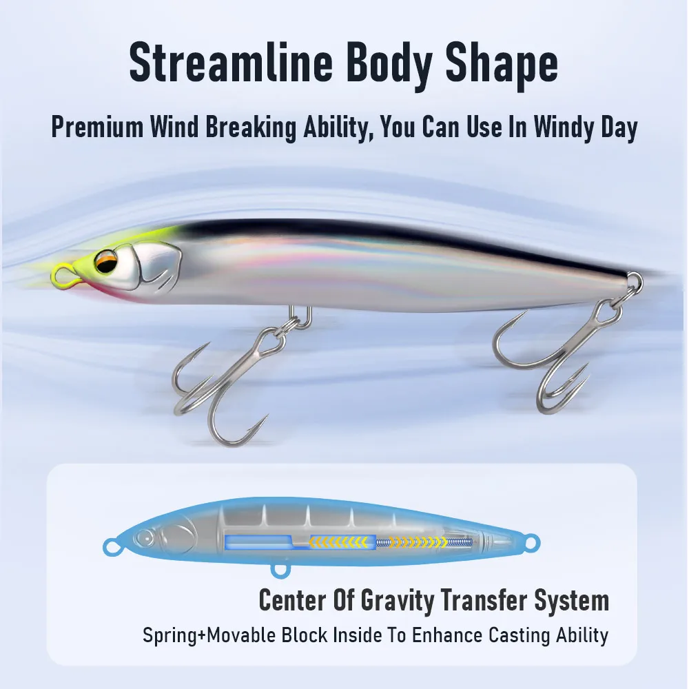 Kingdom Stickbait-señuelo de pesca, 140mm, 54g, lápiz que se hunde, señuelo de agua salada, cebo Artificial de curricán de fundición larga, Wobblers de lubina - imagen 4