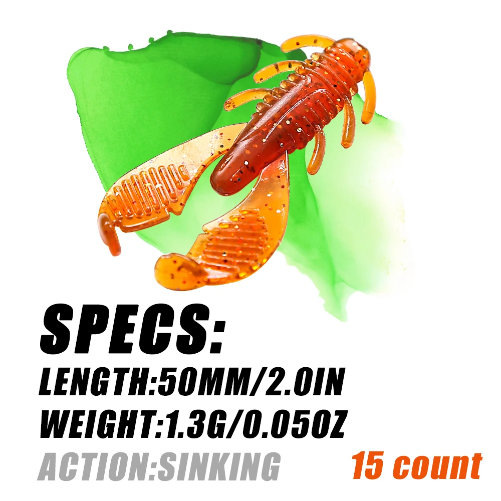B & U 50mm Craws pesca suave señuelo cebos trucha lubina señuelo silicona Swimbait Jigging Wobblers para Lucio cebo de goma Artificial - imagen 2