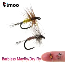 Bimoo 6PCS # 20 Barbless Mayfly Dryfly gallo Hackle cebo para insectos artificiales trucha perca Grayling Bluegill Señuelos de pesca cebos