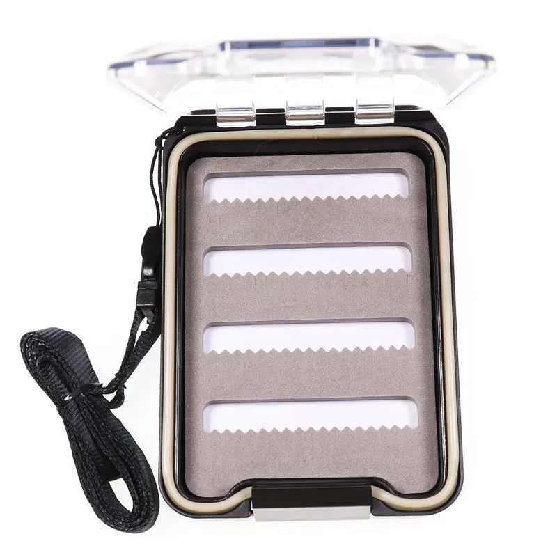 Caja impermeable de plástico para señuelos de ninfas, inserto de espuma con hendidura de bolsillo para pesca con mosca, trucha, salmón, anzuelo, cubierta transparente de plástico Premium - imagen 5