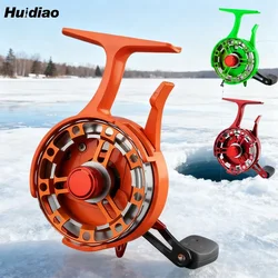 Huidiao carrete de pesca en hielo de pie alto 3 + 1BB 3,6:1 relación de engranaje carrete de balsa en línea con carrete gratis y caída lenta para pesca en invierno
