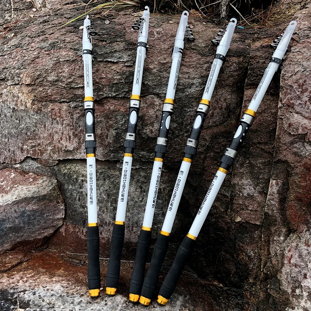 Caña de pescar ultraligera y fuerte de fibra de vidrio, caña de pescar giratoria de carbono blanco, adecuada para carpa voladora, lubina, 2,1 M, 2,4 M, 2,7 M, 3,0 M - imagen 5