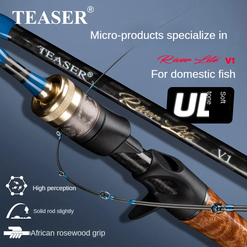 TEASER 1,53 m 1,68 m caña de pescar 2 secciones UL Power Spinning Casting caña de pescar de fibra de carbono 100g ultraligera 2-8g pesca de trucha - imagen 3