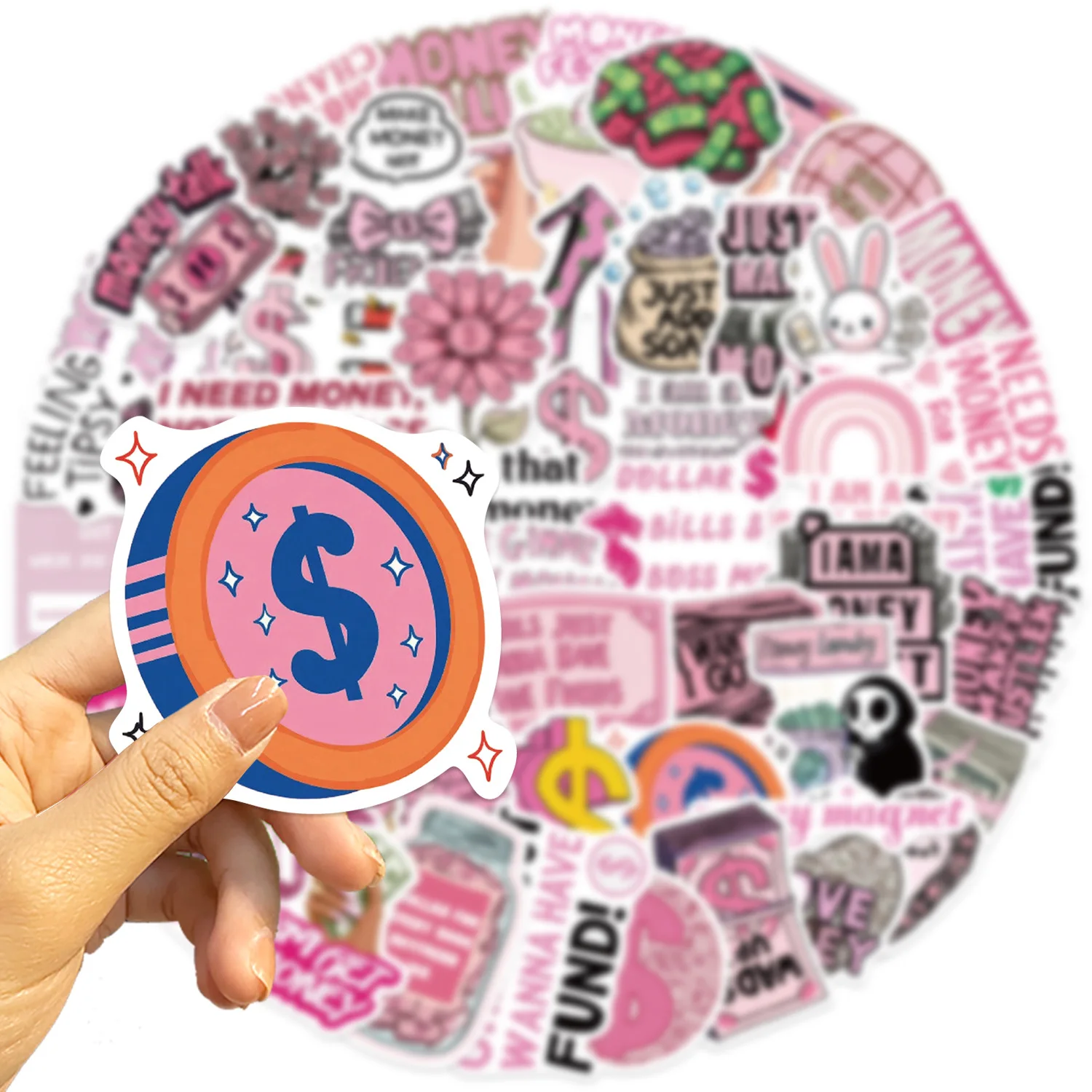 Pegatinas Grafiti Dinero Rosa Impermeables – Decoración Multisuperficie - imagen 4