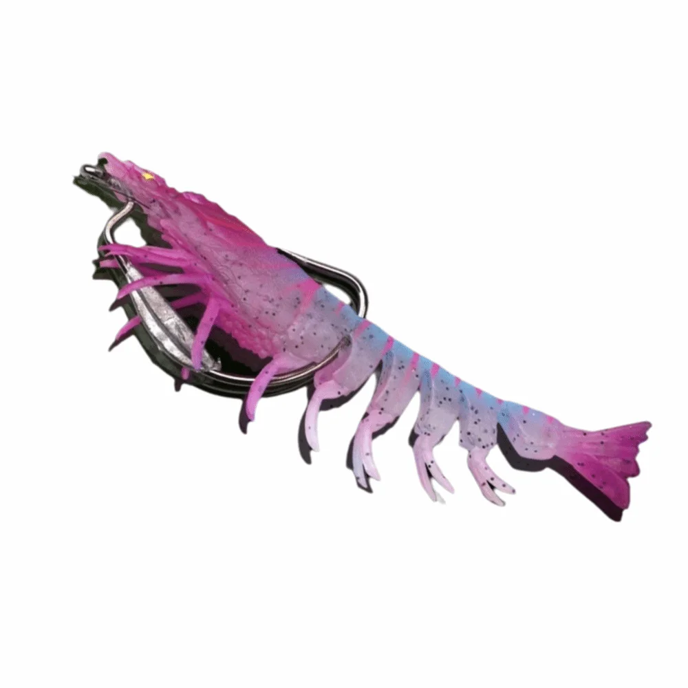 9.5cm Length TPE Shrimp Fishing Lures Artificial Shrimp Design Pre-rigged Hooks Prawn Artificial Bait 10g Weight
