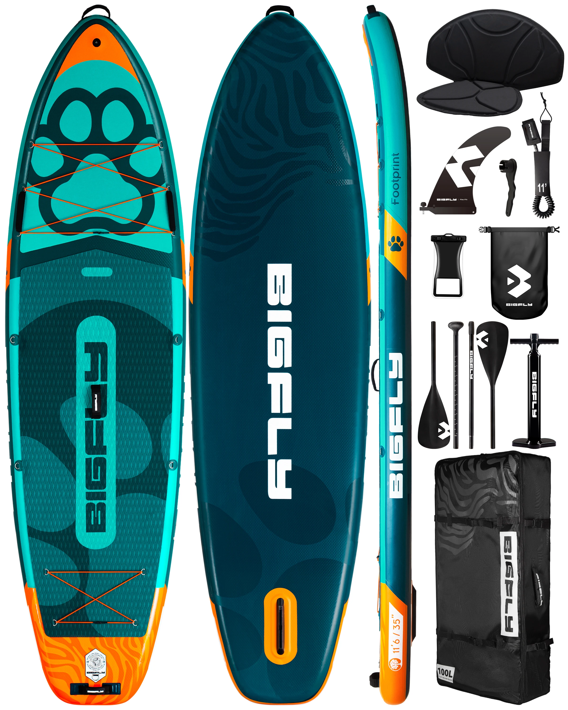 BF SUB tabla de Paddle inflable impermeable 11'6 ''x 35''x6'' pesca acuática de estilo de pie para adultos con accesorios SUP - imagen 2