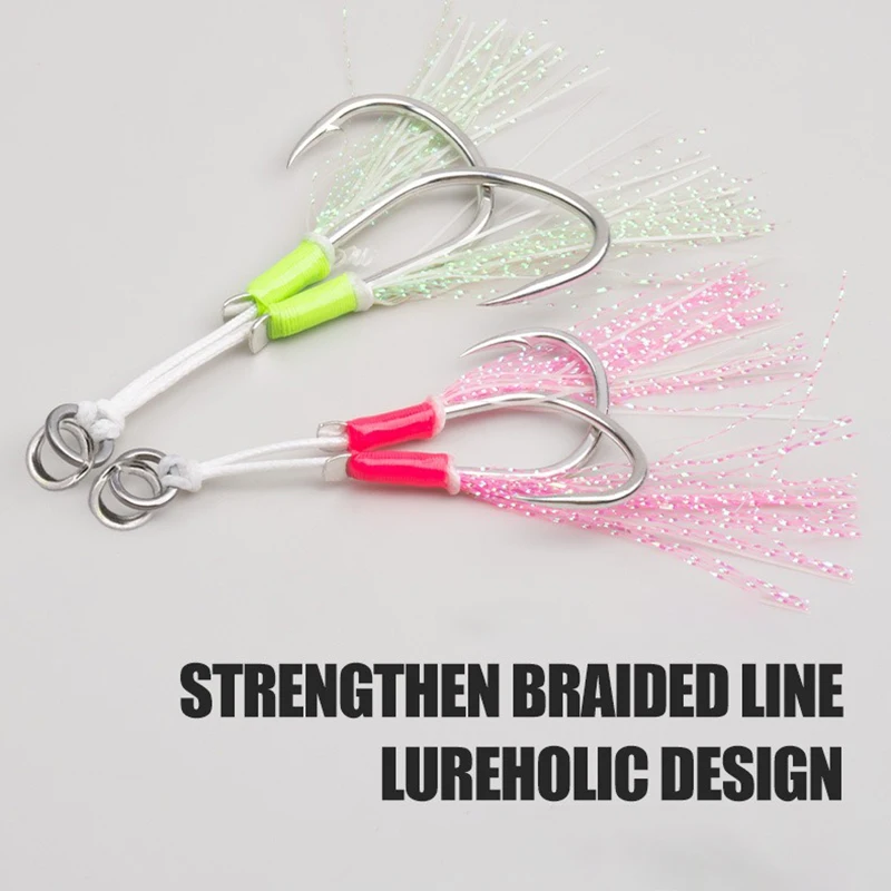 Anzuelos asistidos doble púas UV para slow jigging
