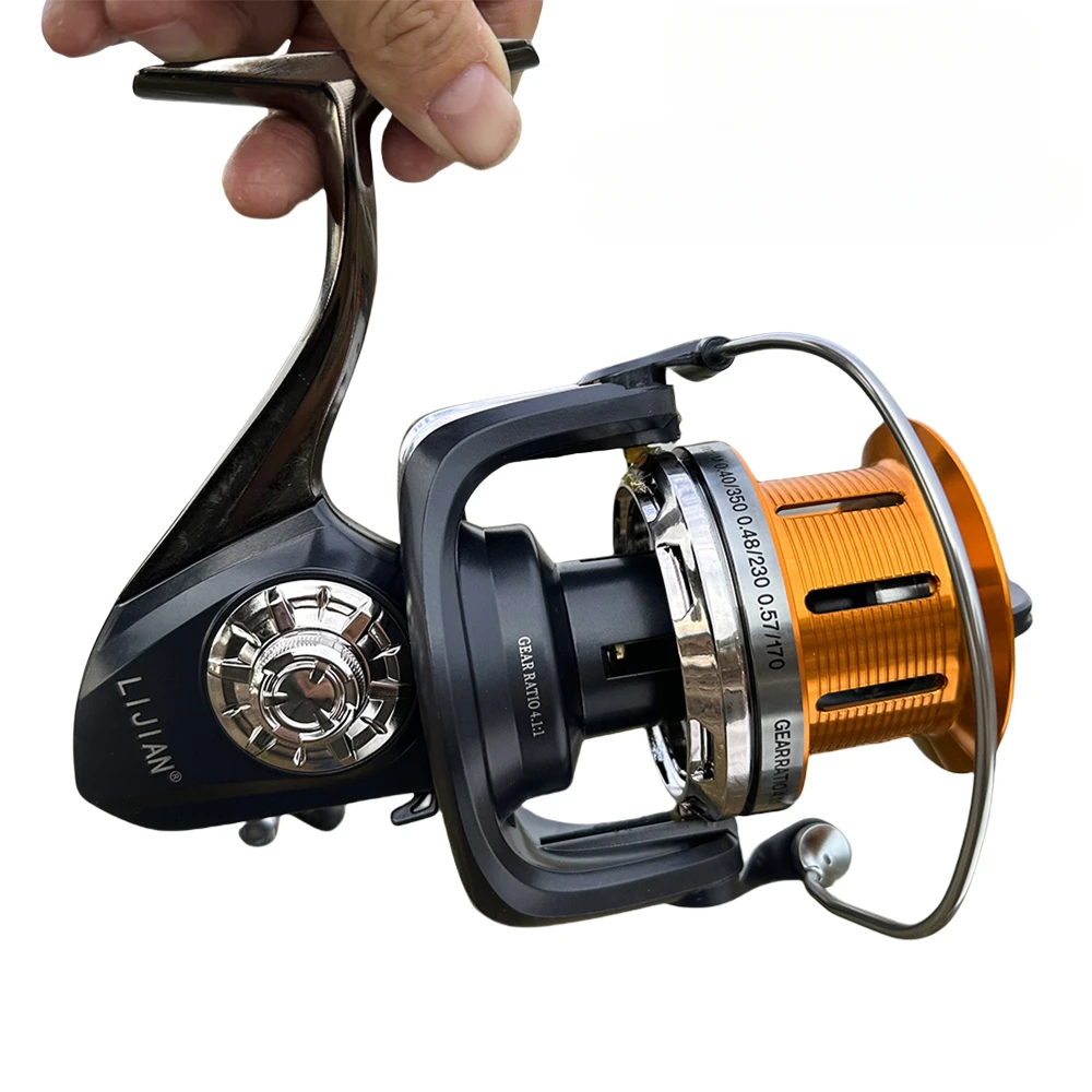 Carrete de pesca de agua de mar de alto rendimiento, rueda de aleación de aluminio duradera de fundición larga serie 9000-12000, elección de pesca perfecta - imagen 4