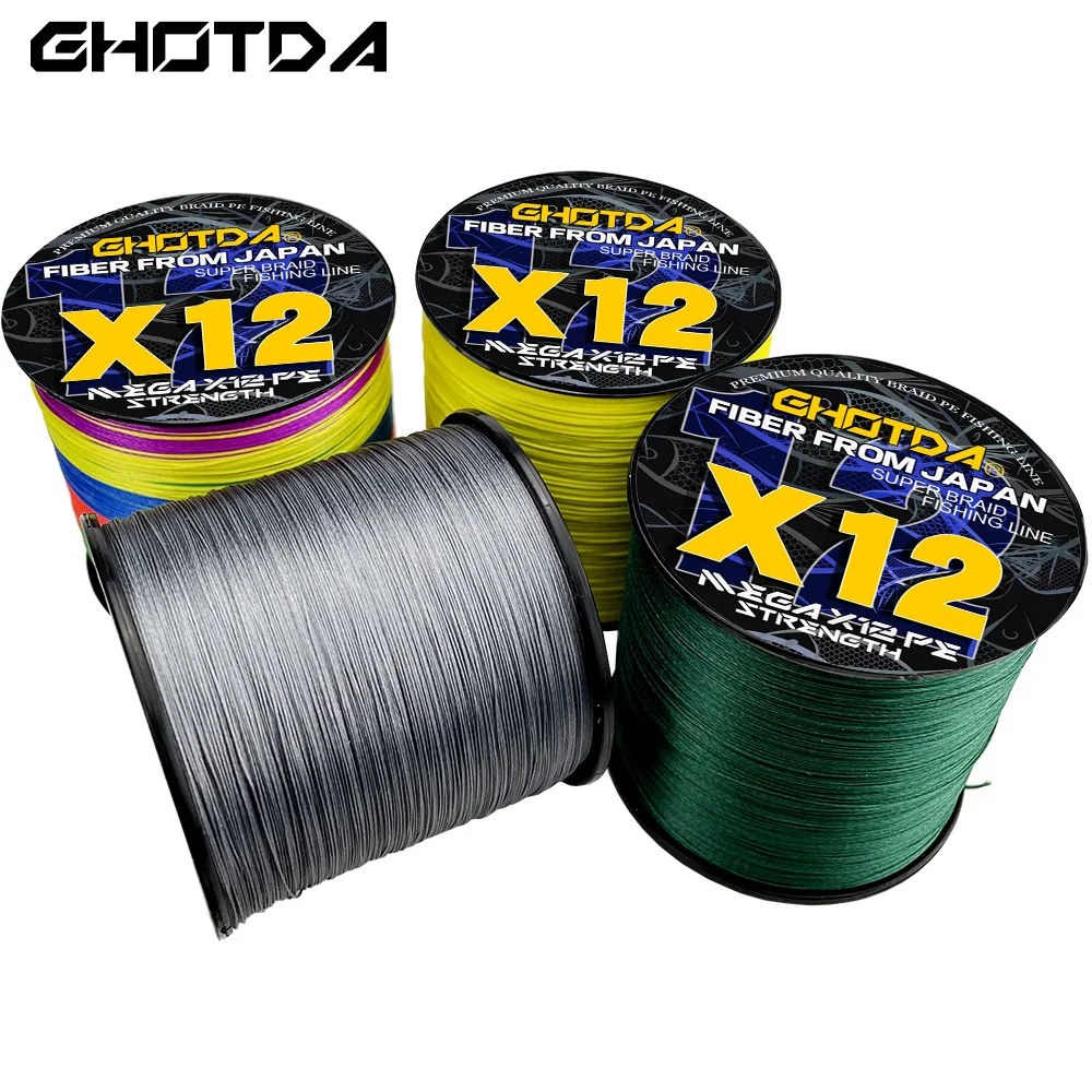 Ghotda-sedal de pesca súper potente, hilo de pesca de PE trenzado de 12 hebras, multicolor, 1000M500M, multifilamento suave, 11,3-54,5 KG - imagen 4