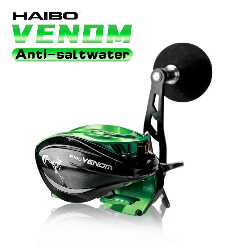 Carrete de pesca HAIBO VENOM antiagua salada, placa de hierro de aguas profundas, carrete de Baitcasting 8 + 1BB, rueda de gota de agua, arrastre máximo de 12KG