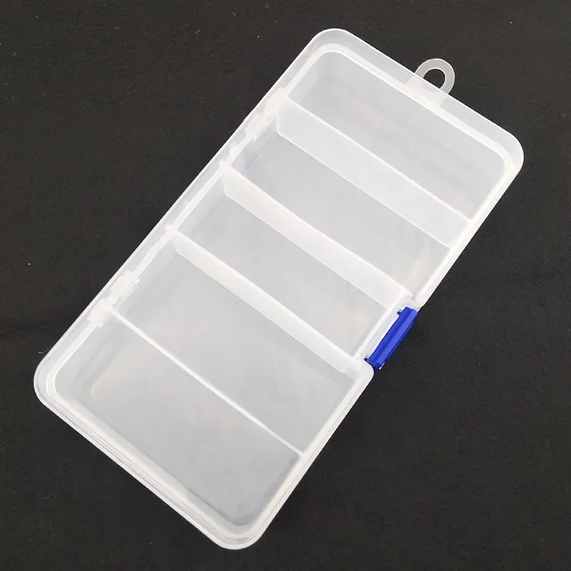 OUTKIT-caja de aparejos de pesca de plástico transparente y Visible, 5 compartimentos, caja de almacenamiento de señuelos de pesca, herramienta para peces, 17,7x9,3 cm - imagen 3