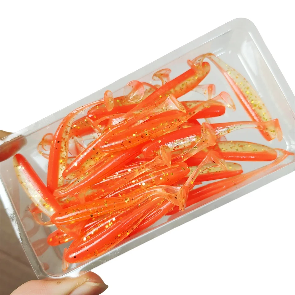 MUKUN 30 Uds. Señuelos blandos de Pesca cebo 50mm/0,8G cebos para trucha señuelo Wobblers Iscas Pesca Artificial Swimbait de plástico de silicona - imagen 5