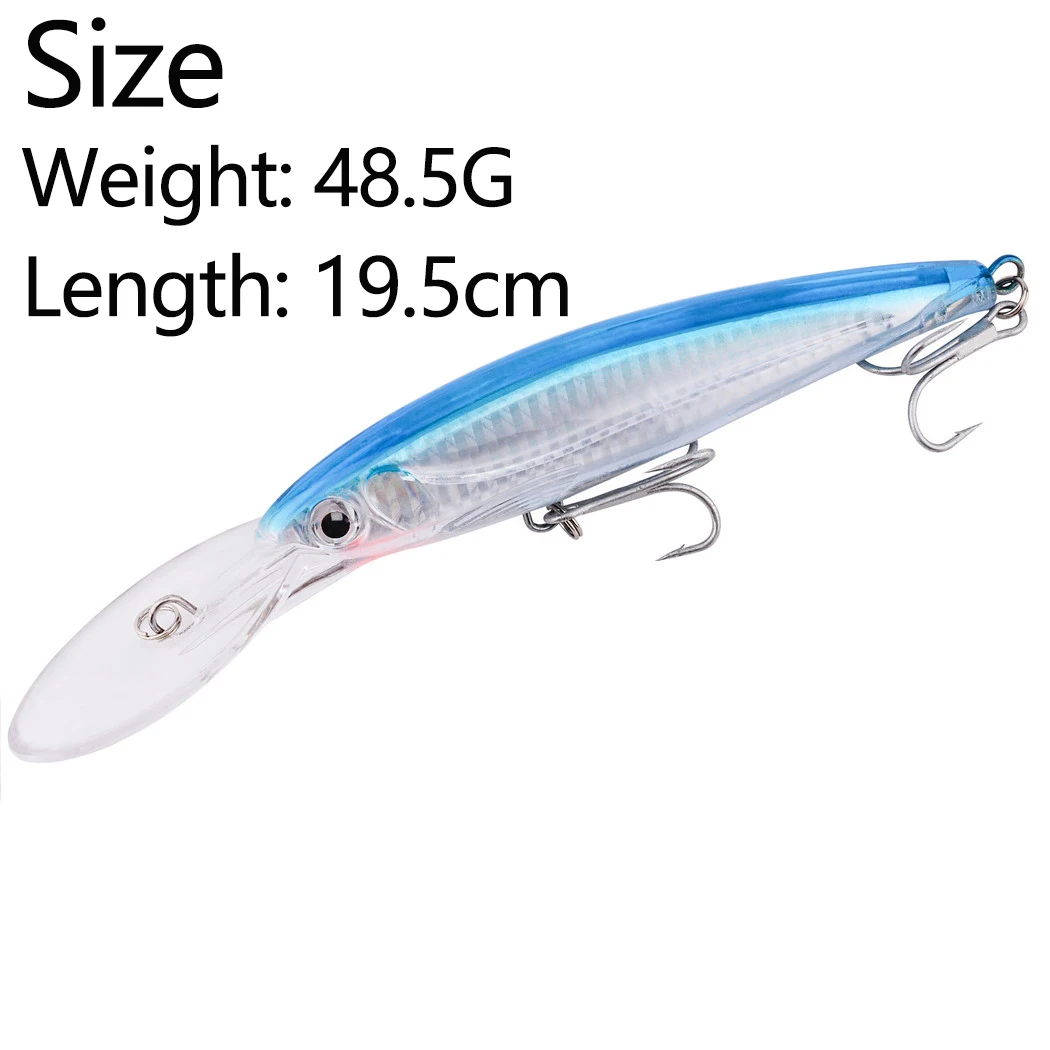 1 Uds señuelo Minnow 19,5 cm 48,5g Wobblers señuelo de pesca buceo profundo cebo duro Artificial barco de curricán pesca de mar lubina señuelo de Lucio - imagen 3
