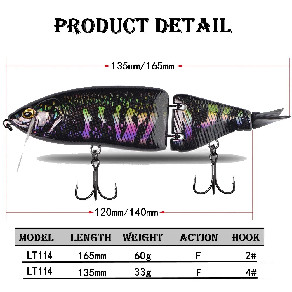 Cebo articulado 135mm 33g /165mm 60g Swimbait Señuelos de Pesca cuerpo duro flotante lubina cebo de pesca aparejos Drt Klash Swimbait - imagen 3