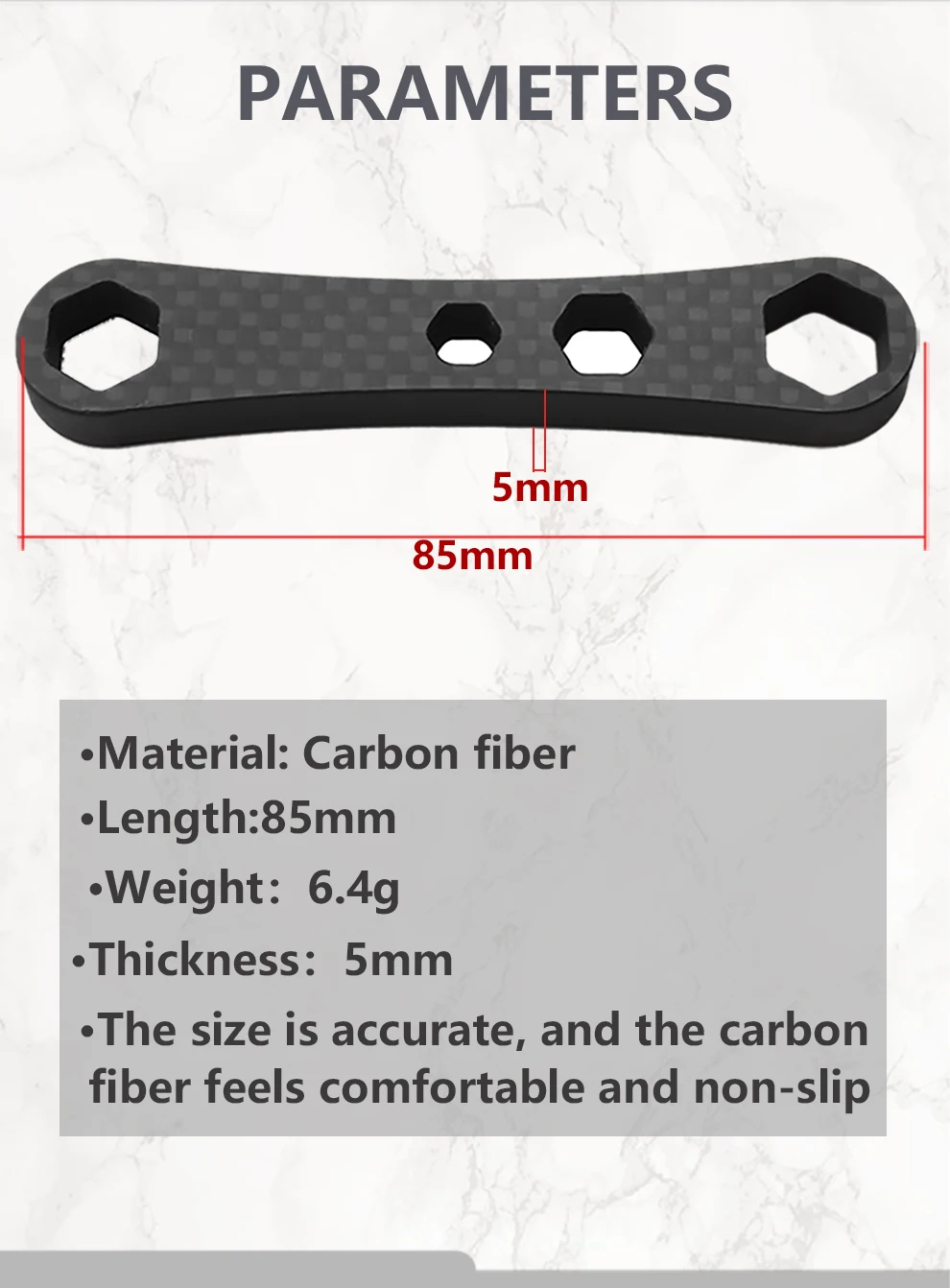 Un objeto negro con mediciones de 8