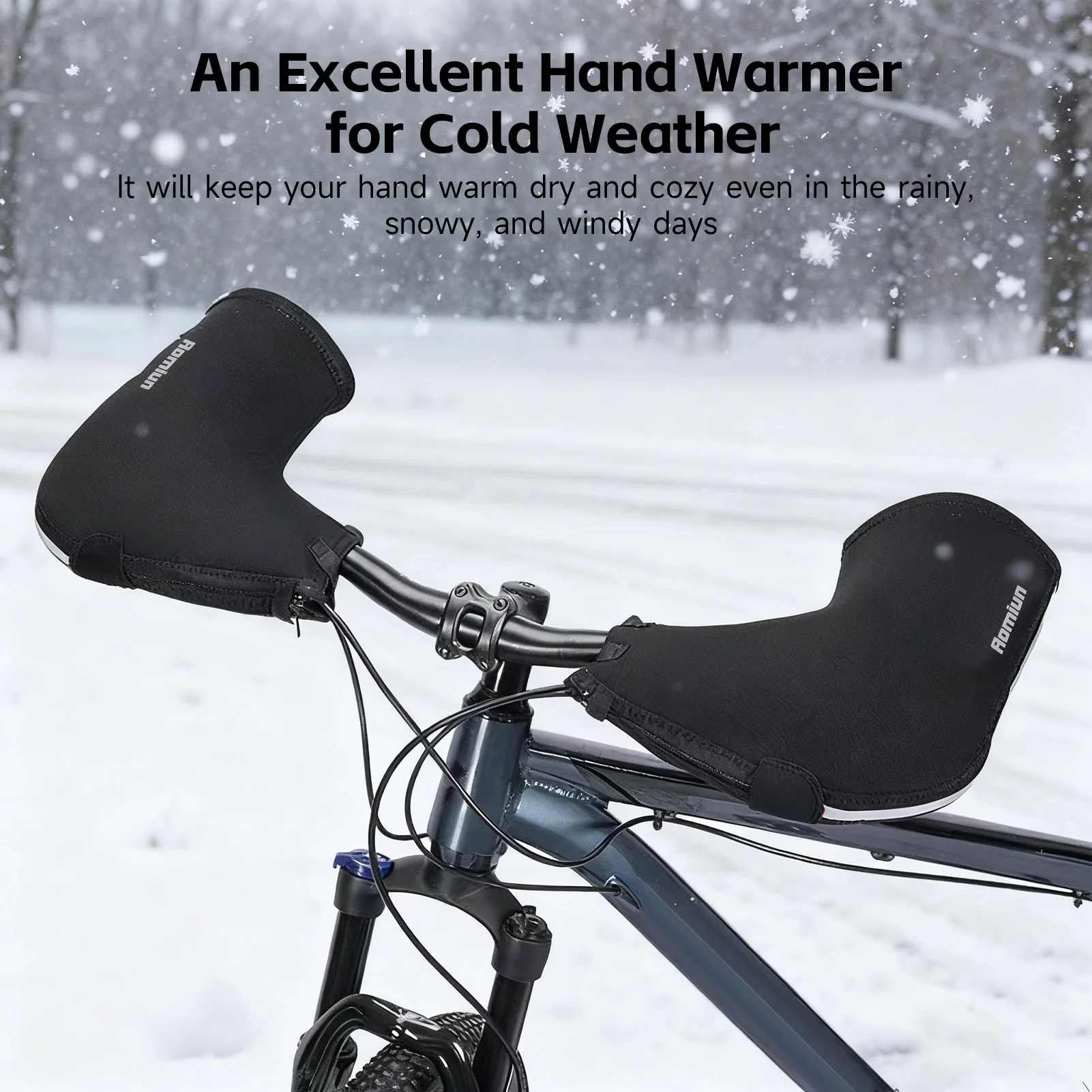 Cubierta para manillar de bicicleta, guantes calentadores de manos para montar en clima frío de invierno, resistentes a la lluvia y al viento - imagen 3