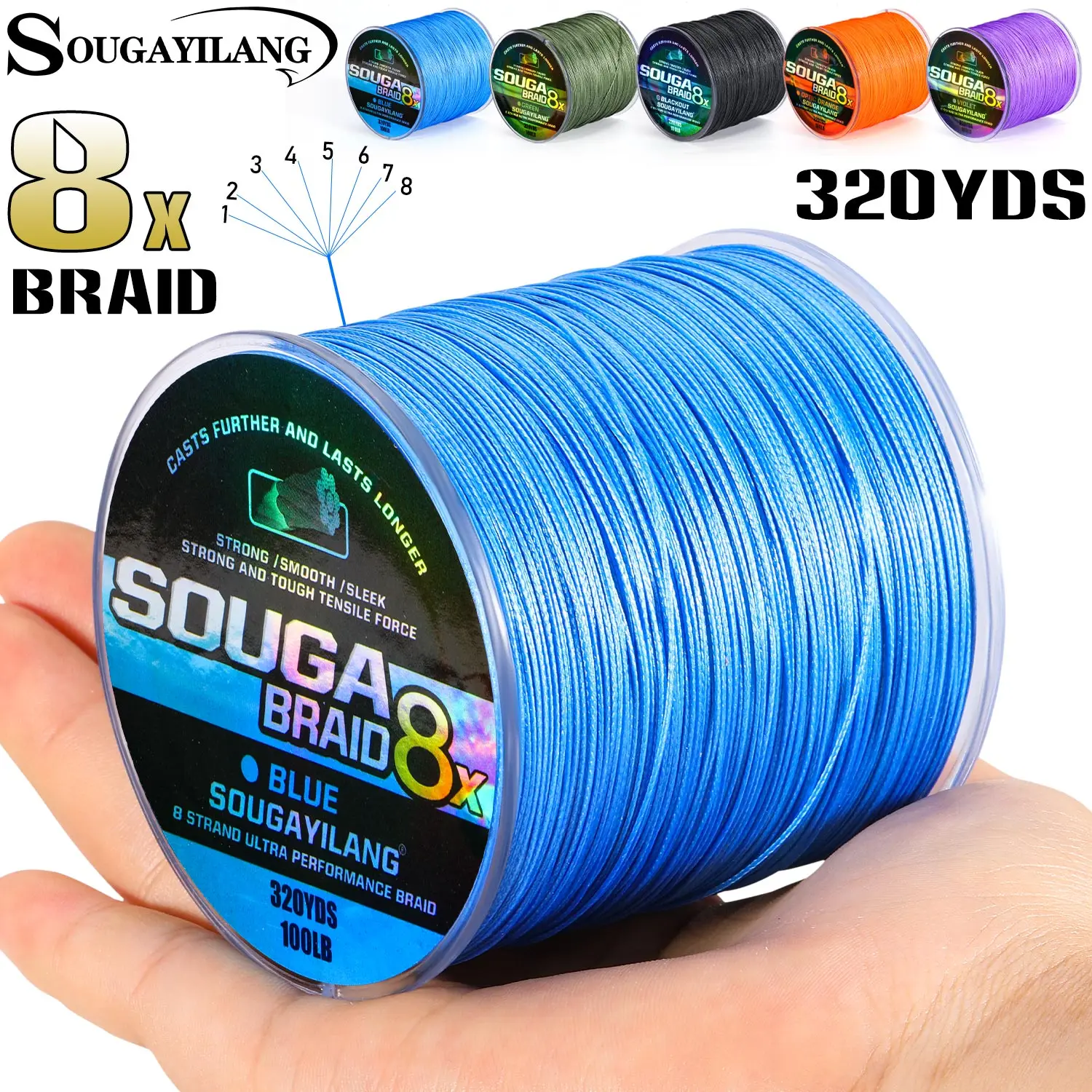 Línea trenzada Sougayilang 8 hilos 100 lb – Lucio y carpa - imagen 2