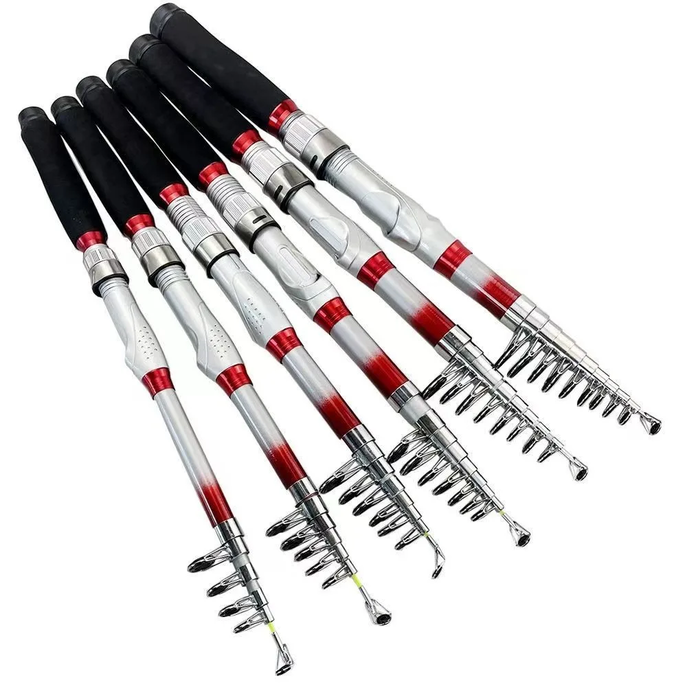 Caña de pescar telescópica, Kits completos, carrete de pesca Spincast, caña de pescar, combo de caña alimentadora, juego de cañas de pescar de fibra de vidrio de 1,8 m-3,6 m - imagen 2