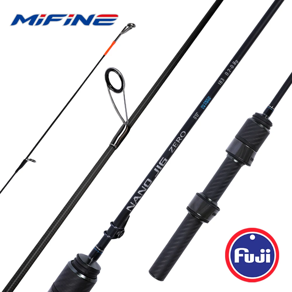 Caña giratoria MIFINE Nano Jig Zero, caña de pescar ultraligera de 0,2-0,8g, 1,68 m/1,83 m, anillos Fuji, acción MF para pesca de trucha lubina