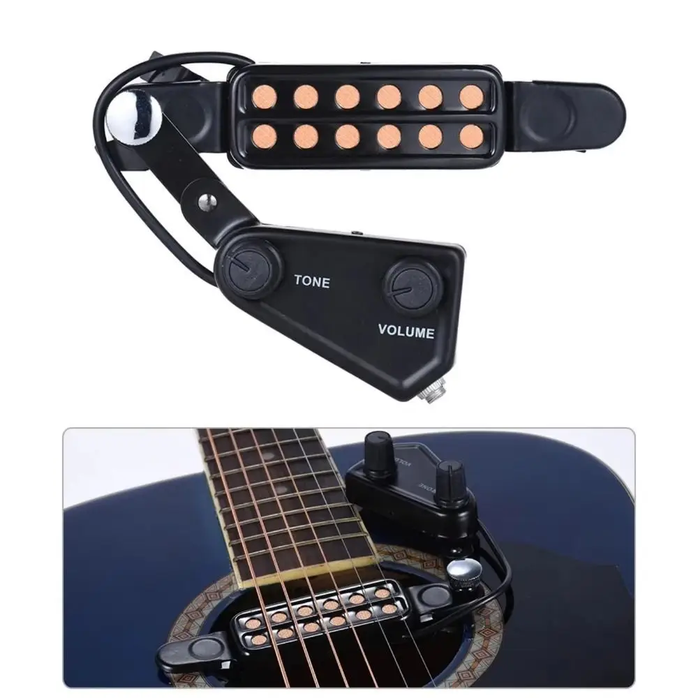12-Hole Design Acoustic Guitar Pickup Adjustable Volume Clip-On Style Guitar Transducer Stable Enhanced Sound Guitar Amplifier - imagen 5